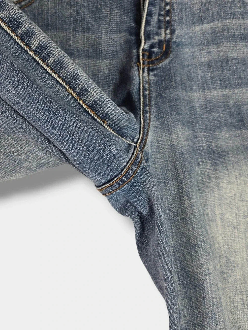 Coldwater Creek Straight Leg Blue Jean Stretch Denim Embroidery Cuff Size 10